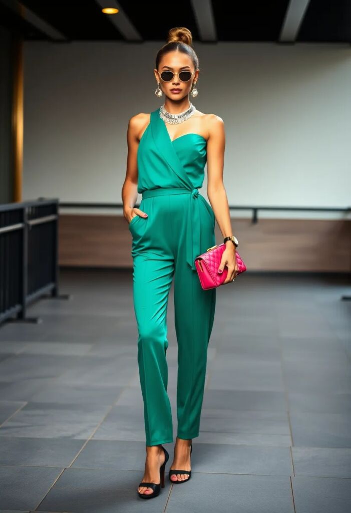 Jumpsuit with statement accessories