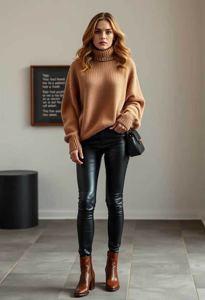 Leather Leggings and Oversized Sweaters