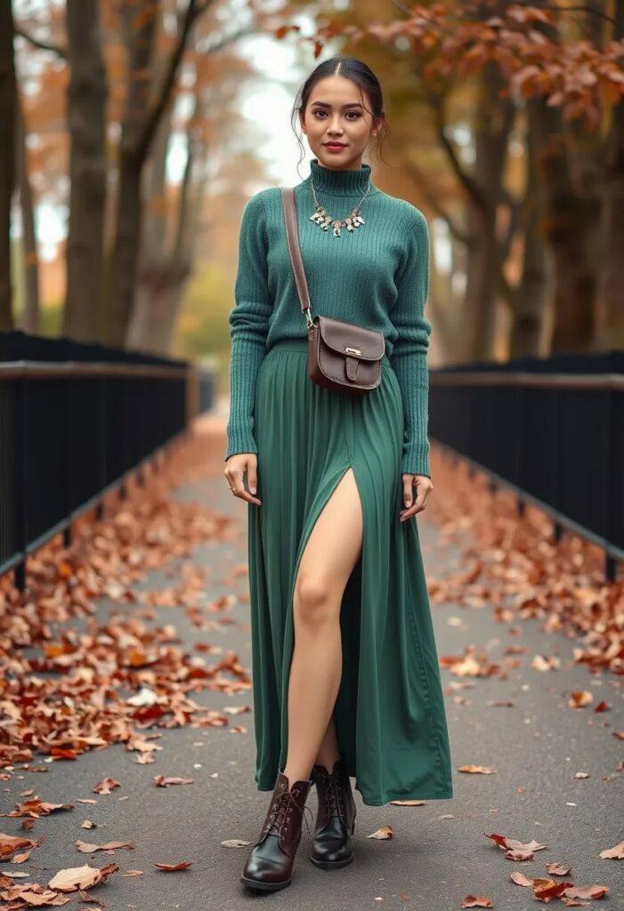 Matcha Maxi Skirt with Cropped Sweater