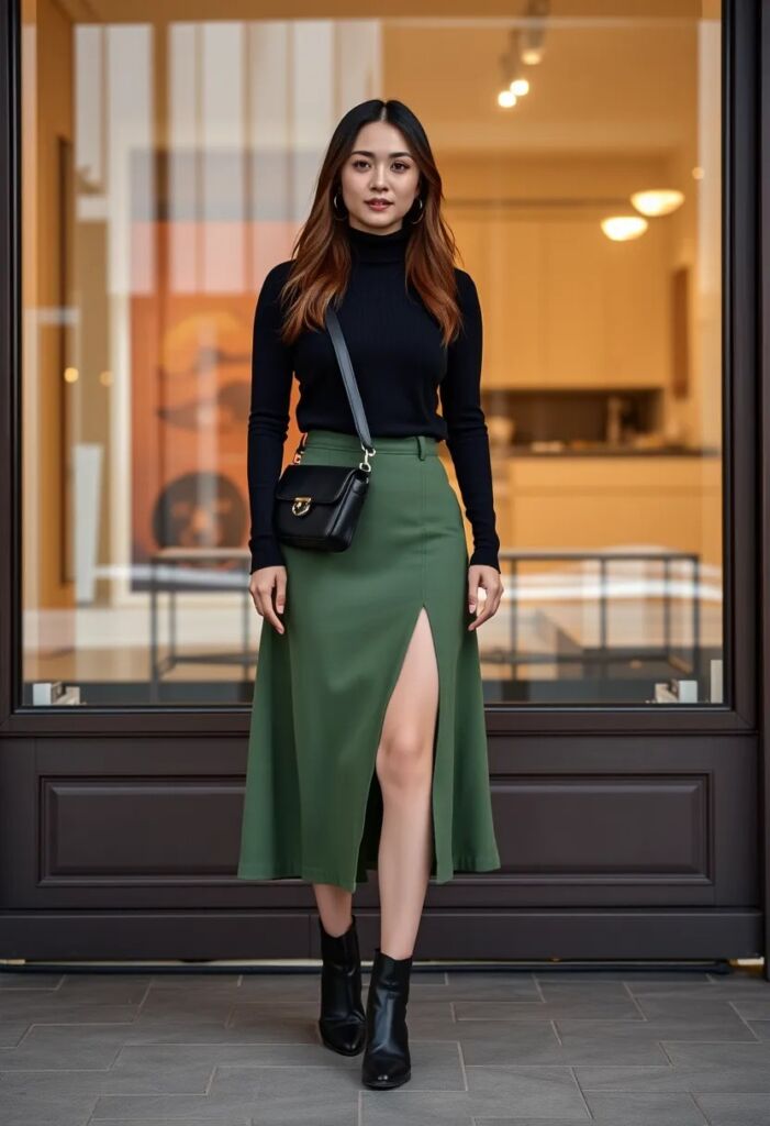 Matcha Skirt with Turtleneck