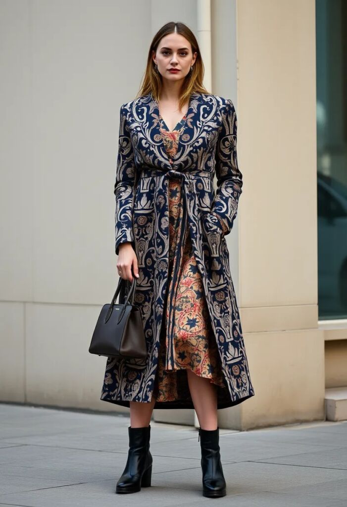 Maxi Coat with a Midi Dress