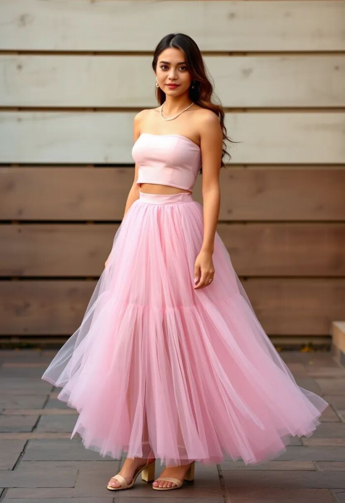 Tulle Skirt with Crop Top