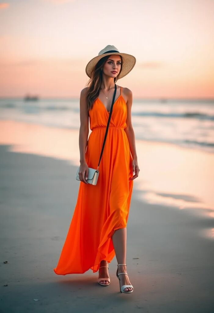 Neon Orange Maxi Dress