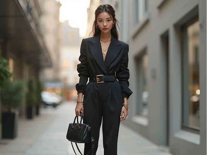 Confident woman in sleek corporate fashion