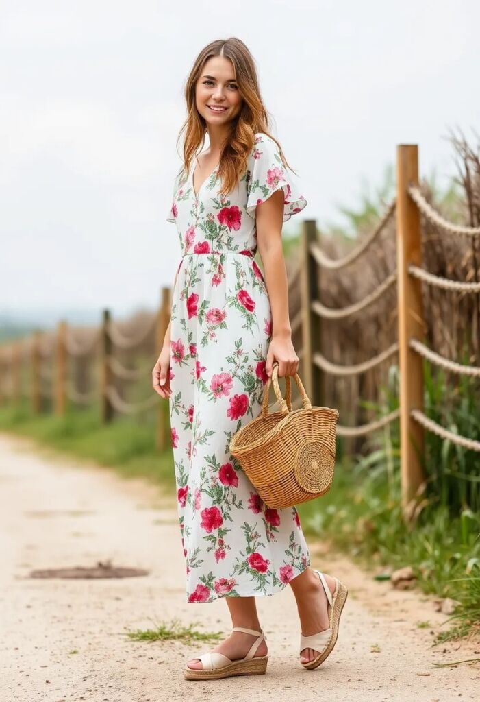 Floral Print Milkmaid Dress