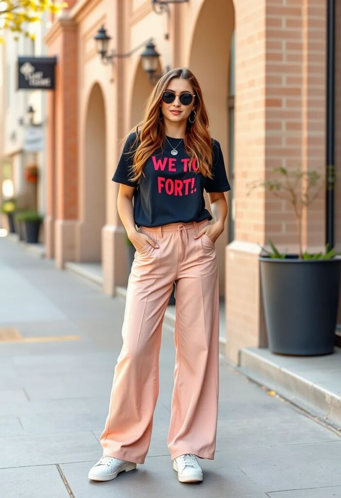 Graphic Tee and Wide-Leg Pants