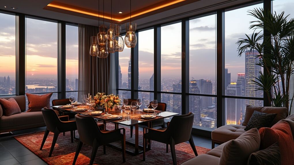 Lavish penthouse interior view